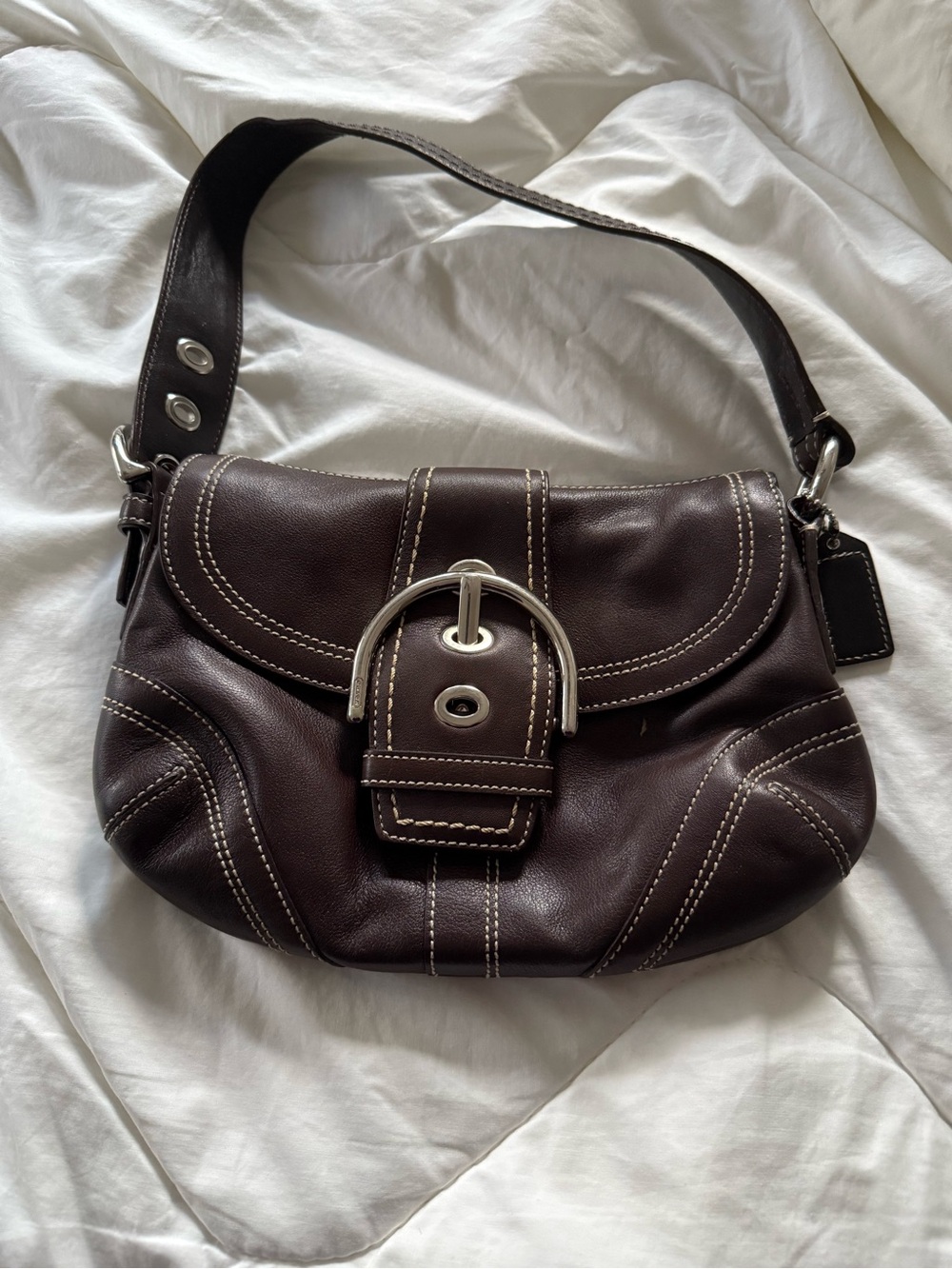 Coach SoHo Y2K Dark Brown Leather Shoulder Bag